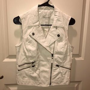 White Faux Leather Moto Vest from Aeropostale